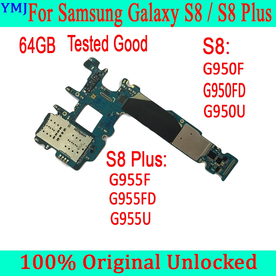 Originalne matične plošče Za Samsung Galaxy S8 Plus G955F G955FD G955U S8 G950FD G950F G950U 64GB Odklenjeno MainBoard Evropi Različica
