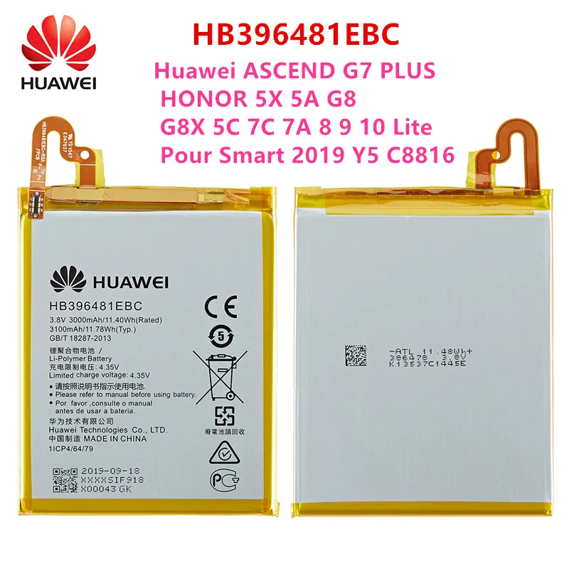 Originalni HB396481EBC baterija Za Huawei VZPON G7 PLUS ČAST 5X 5A G8 G8X 5C 7C 7A 8 9 10 Lite Pour Smart 2019 Y5 +Orodja