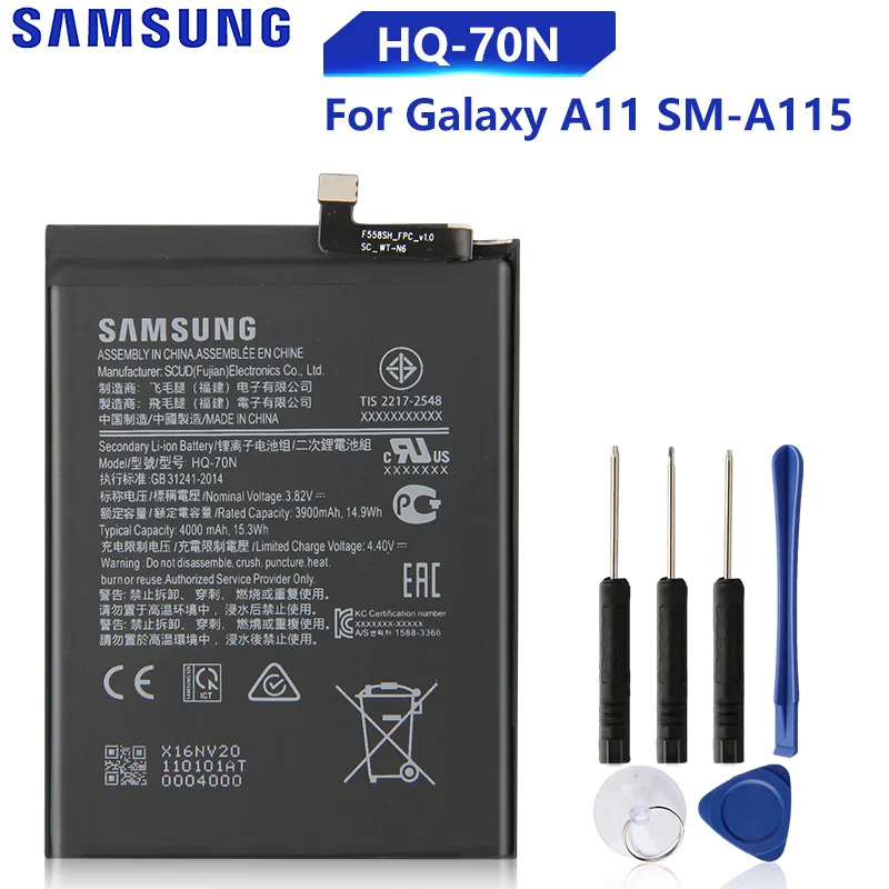Originalni Nadomestni Samsung Baterije HQ-70N Za Samsung Galaxy A11 A115 SM-A115 Resnično Telefon Baterija 4000 mah
