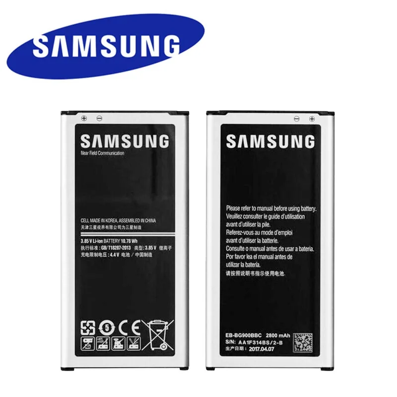 Originalni Samsung S5 Baterija za Galaxy S5 G900 G900S G900I G900F G900H 2800mAh EB-BG900BBE Z NFC Zamenjava Baterije