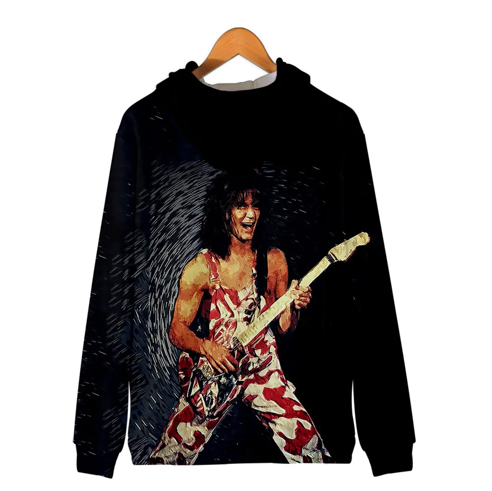 Osebnost Eddie Van Halen Moški/Ženske Zadrgo Kapuco 3D Print Mode Rock n Roll Majica Dolg Rokav Plašč Zadrgo Hooded