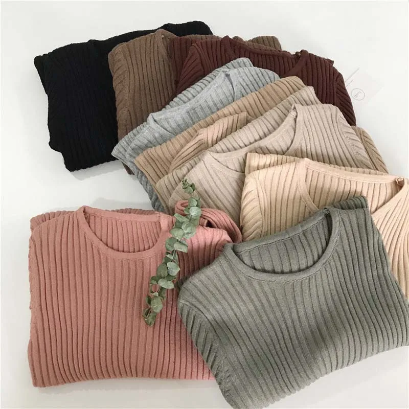 Osnovna pleteni pulover ženske jeseni in pozimi rit pulover priložnostne slim fit krog vratu ženski pulover