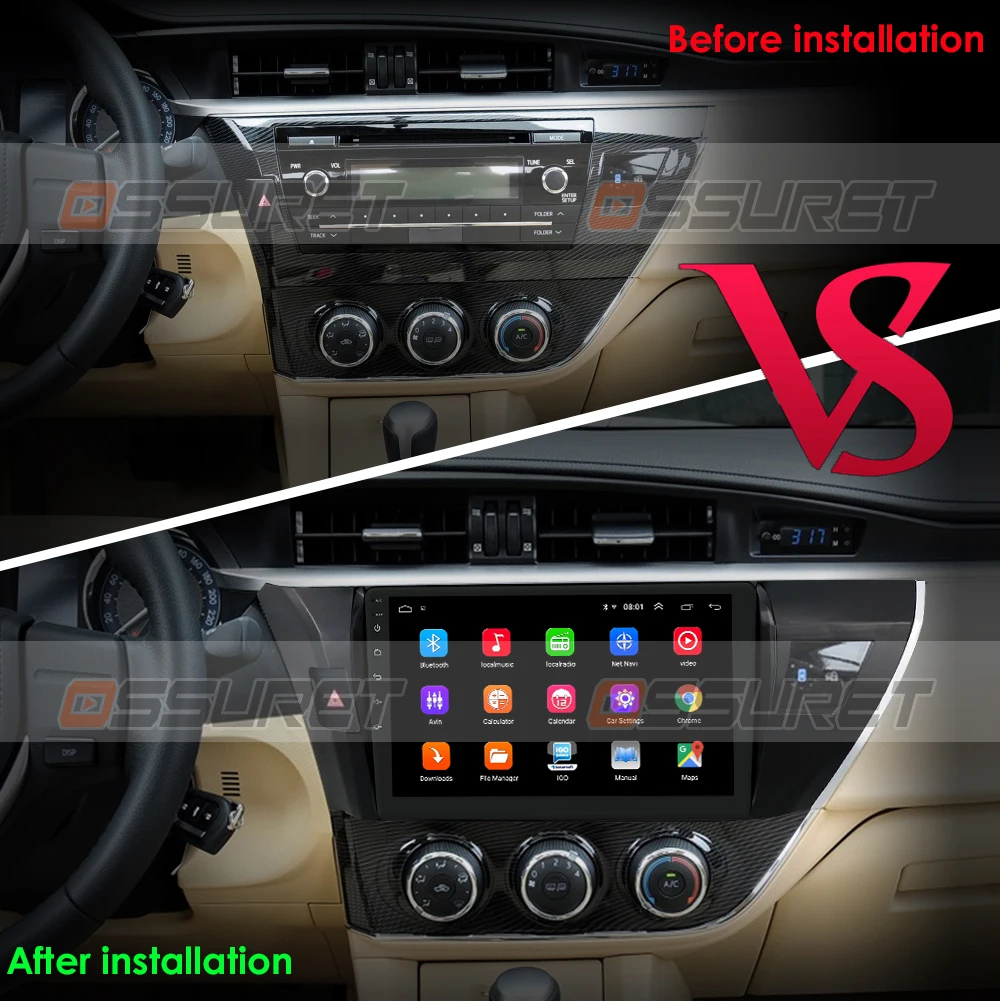 OSSURET 2 Din Android Avto Radio za Toyota Corolla 2013 2016 Autoradio Stereo zvokom v Video 10 INCH Multimedijski Predvajalnik, Wifi 4G