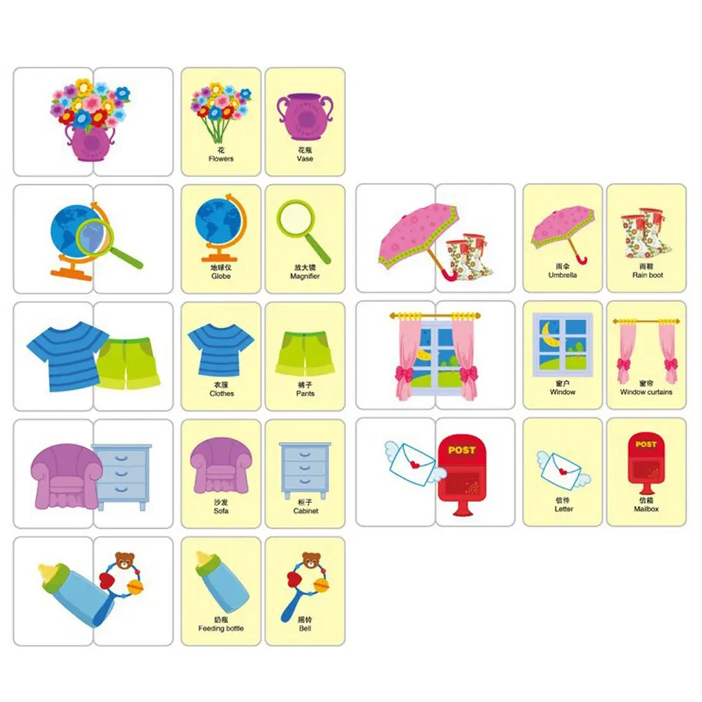 Otroci Baby Kognitivne Kartice Montessori Materiali Zabavno angleške Besede Žep Flash Kartice Začetku izobraževalne igrače, Otroška Usposabljanje Kartice