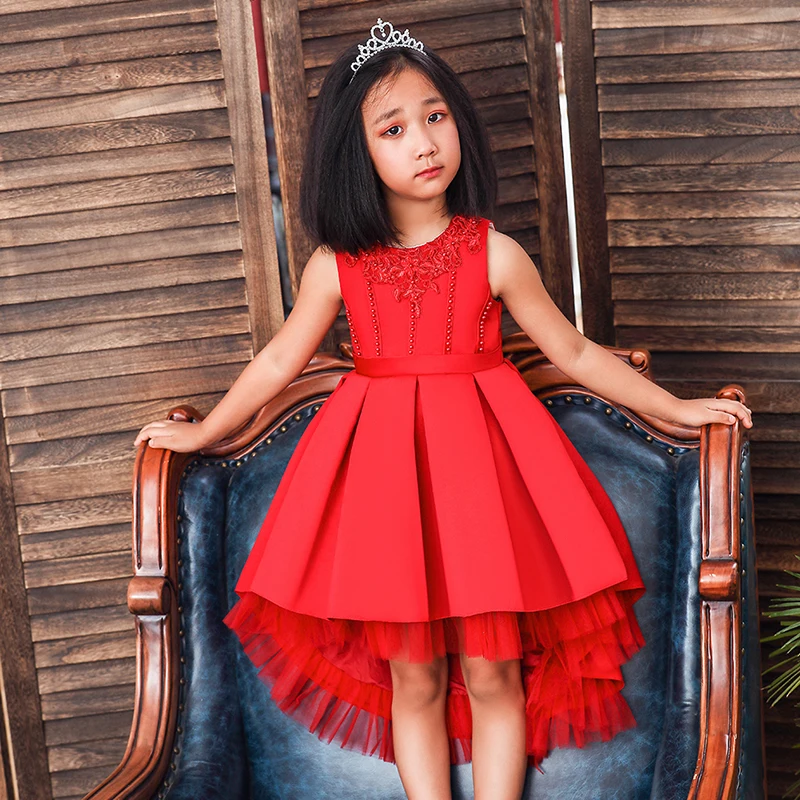 Otroci Dekle Torto Tutu Cvet Obleka Otrok Stranko Poroko Formalno Obleko za Dekleta Princesa Roza Rdeče Novo Leto Darilo Prihoda do leta 2020