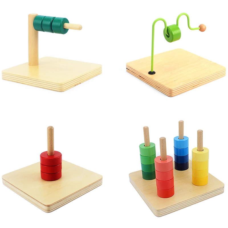 Otroci Igrače, Lesene Montessori Material Senzorično Predšolskih Poučevanja, Učenja Diskov na Horizontalni zidnim vložkom Izobraževanje Lesene Igrače Toddlers
