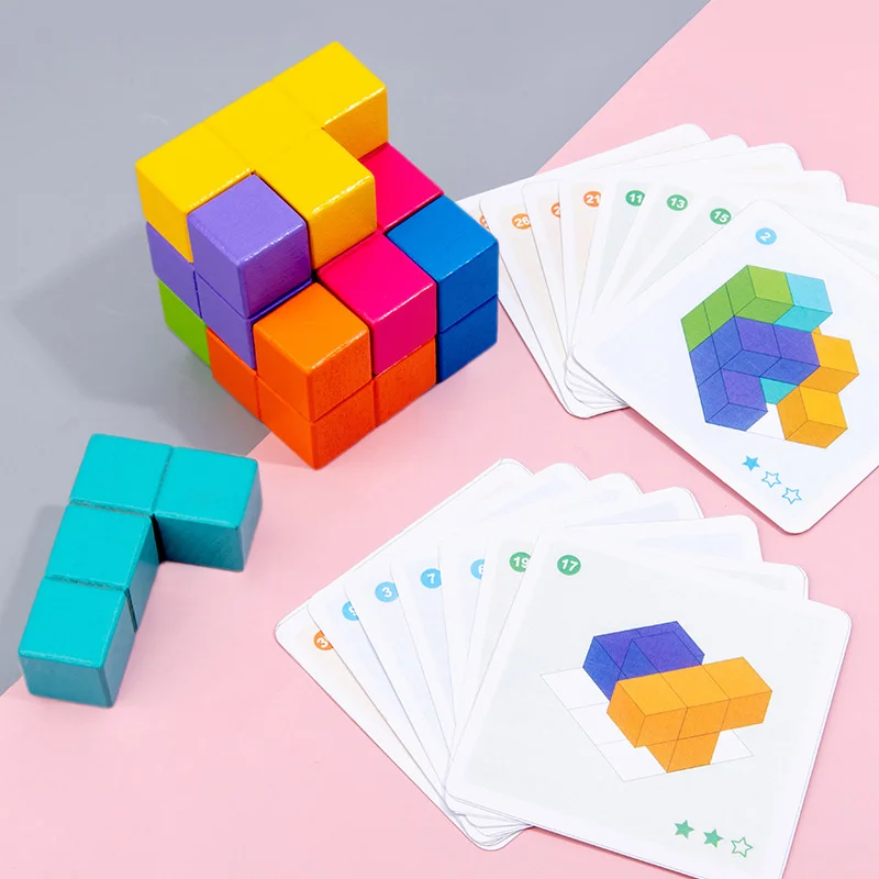 Otroci Igrače Čarobno Soma Cube 3D Sestavljanke Igro Izobraževalne Igrače Za Otroke, Zlaganje Opeke Pisane Montessori Teris Puzzle