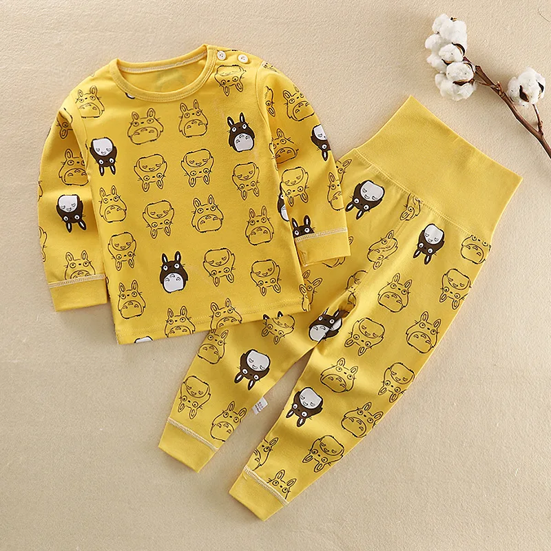 Otroci Jeseni Dolgimi Rokavi, Oblačila blagovne Znamke Fantje Dekleta Risanka Bombaž Plašč + Dolge Hlače 2pcs Natisnjeni Pižamo Perilo Obleke