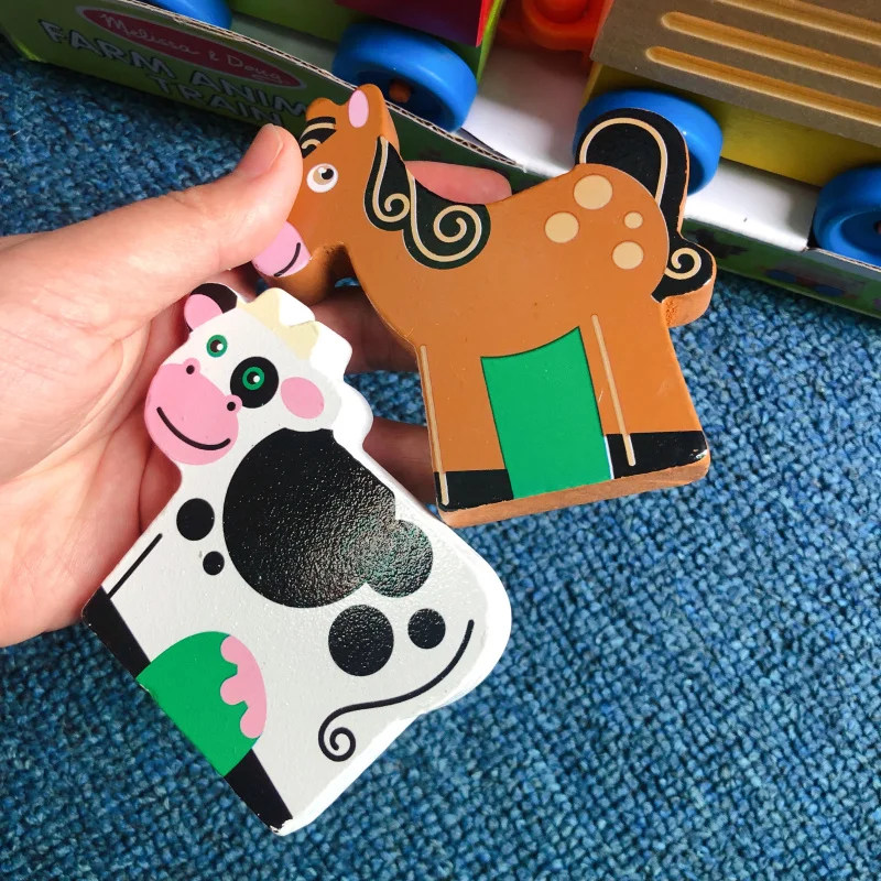 Otroci leseni Vlak Igrače za otroke živalskega kombinacija razvoj intelektualne razsvetljenje igre