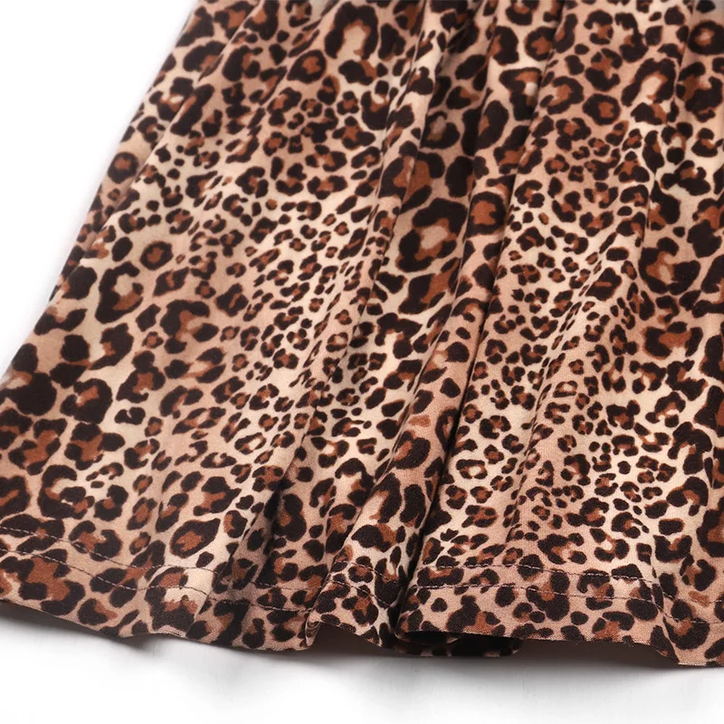 Otroci Oblačila Dekleta Oufits Poletje Leopard Tiskanja Novo Obleko Modne Majhne, ki Plujejo pod Rokav T-shirt Elastični Pas Krilo Dva-delni Set