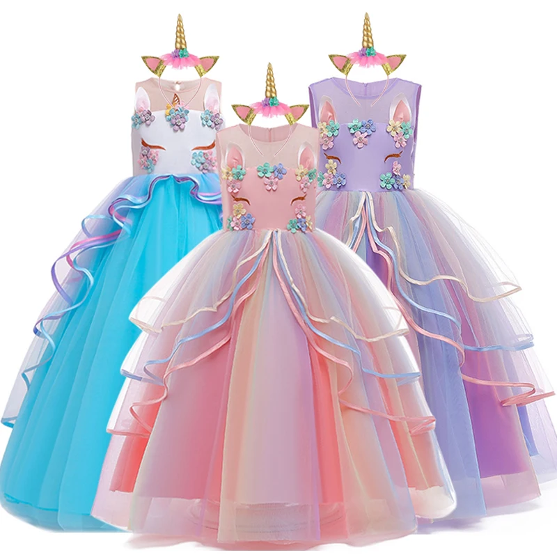 Otroci Obleke Za Dekleta Poroko in Stranka Obleko Poletje Unicorn Princess Oblačenja Za Dekleta vestidos otroci Oblačila 4 6 8 14 Leto