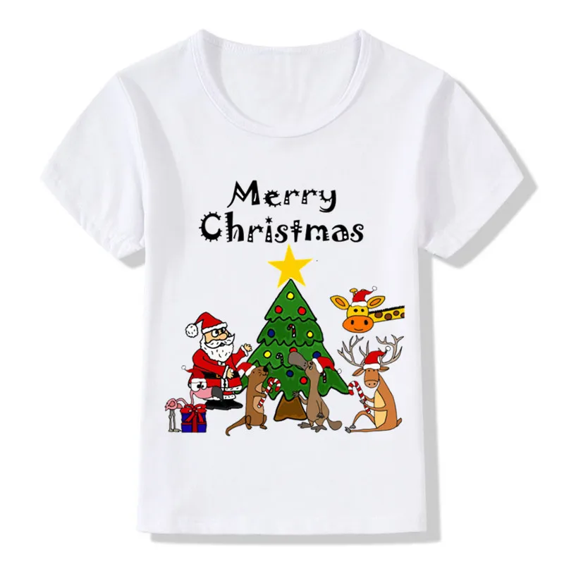Otroci Poletje Smešno Srčkan Santa in Prijatelji Božična Risanka T-Shirt Otroke, Otroška Oblačila Fantje Dekleta Kratek Rokav Tee,ooo5027