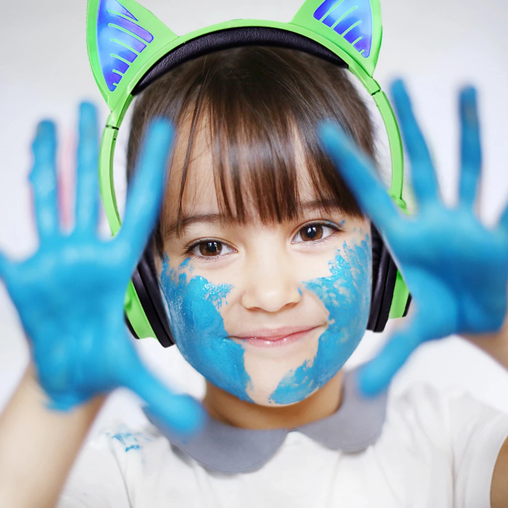 Otroci Slušalke LED Slušalke Mačje Uho Dekle Slušalke Srčkano Sladkarije Barve, Zložljive Brezžična tehnologija Bluetooth Žične Utripa za igre na Srečo