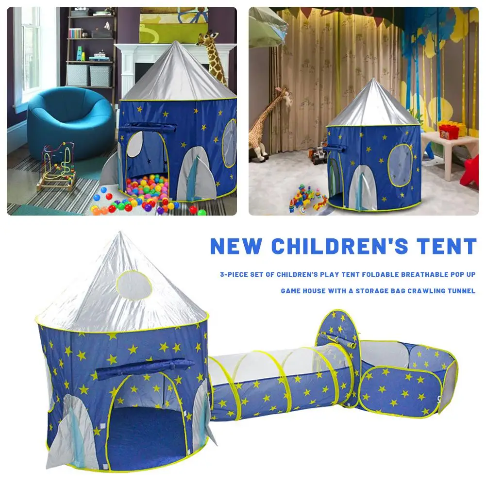 Otrok 3 V 1 šotor vesoljsko ladjo šotor prostor yurt šotor igra hiša Raketo Igrajo Šotor Žogo bazen