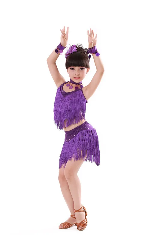 Otrok, Dekleta, Otroci Seksi ples dvorana ples obleke za otroke latinsko tassel Bleščica Bonitete Salsa Dancewear kostume konkurenco