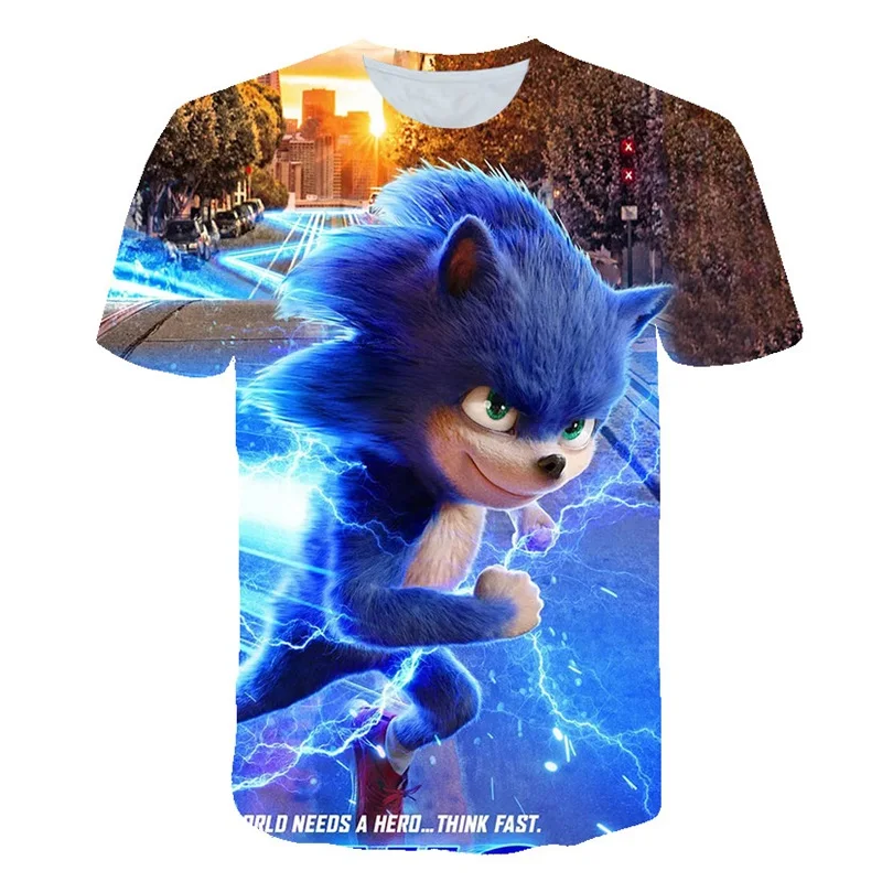 Otrok Fantje T Shirt za otroke oblačila sonic Majica 3D Cartoon jež t-shirt Otrok Ulične Vrhovi srčkan Smešno, O-Izrez