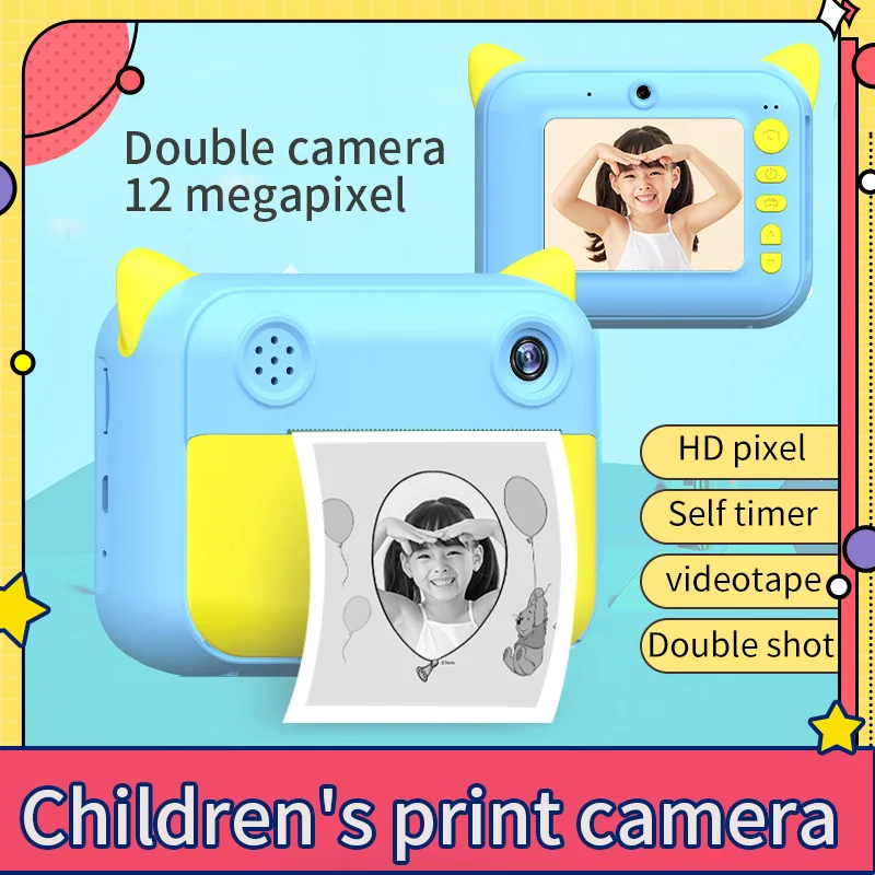 Otrok Fotoaparat Instant Print Fotoaparat Za Otroke Rojstni dan Darila 1080P 12MP Digitalni Fotoaparat S Toplotno Fotografski Papir Fotoaparat Za Otroke