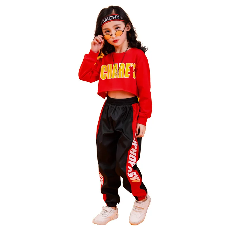 Otrok Hip Hop Oblačila Majica Vrh Rastlinske Majica Priložnostne Hlače za Dekleta Otrok Jazz Ples Kostum Ballroom Ples Obleke Nositi
