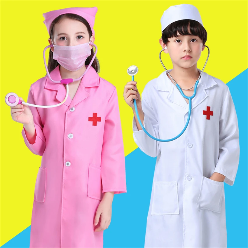 Otrok Kirurški Enotno Zdravnik, medicinska Sestra, Cosplay Kostum z Igrača Halloween Otrok v Bolnišnici Križ Veterinarski Dekle, Fant Pustni Party