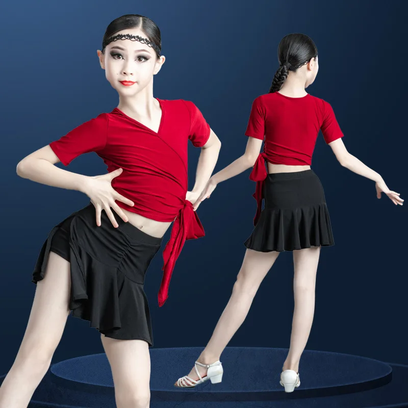 Otrok latinsko Krilo Plesno Obleko Tango Salsa Dvorano Otroci Obleke za Dekleta, Otroške Kostume Konkurence Stopnji Uspešnosti Kostum