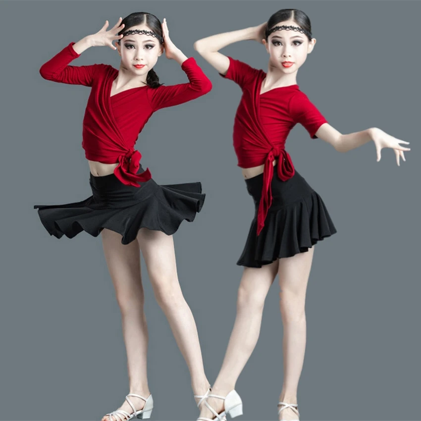 Otrok latinsko Krilo Plesno Obleko Tango Salsa Dvorano Otroci Obleke za Dekleta, Otroške Kostume Konkurence Stopnji Uspešnosti Kostum