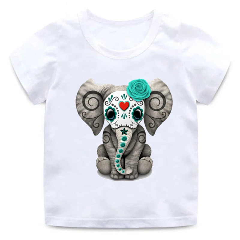 Otrok luštna slona vožnja motocikla natisni T-shirt 3D slon majica fantje in dekleta mehko krog vratu bombaž priložnostne t-shirt
