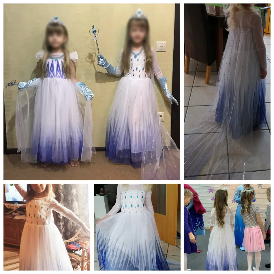 Otrok Nove Elsa Belo Obleko Pustni Kostum Princeska Dekleta Zamrznjeno 2 Fancy Obleko Oblačila Dekle Rojstni Dan Stranka Obleke, Obleko 2021