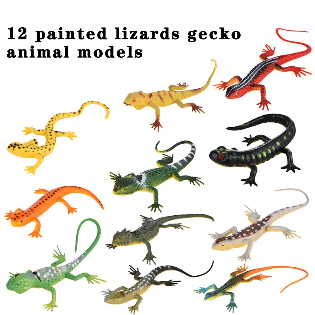 Otrok Otroci Igrače Okolju Prijazno Spusti Vrečah Lizard Model Igrača 12 Naslikal Kuščar Živali Model Igrača Za Smešno Otroci Darilo Igrače