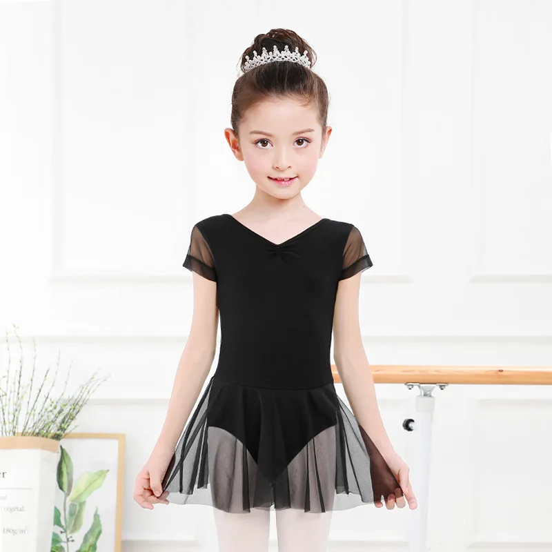 Otrok Planila spredaj Plesno Obleko Poletje Balet Ples, Oblačila, Krila Dekle Uniforme s Kratkimi Rokavi