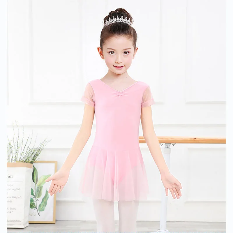 Otrok Planila spredaj Plesno Obleko Poletje Balet Ples, Oblačila, Krila Dekle Uniforme s Kratkimi Rokavi