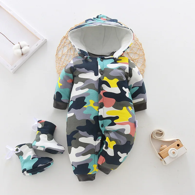 Otroška Dekliška Oblačila Jesensko Zimske Risanka Baby Romper Hooded Novorojenčka Otroška Oblačila Za Fante Jumpsuit Oblačila 0 3 3 9 24 Mesecev 2020