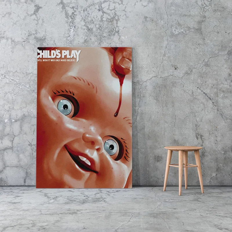 Otroška igra Chucky obraz Uokvirjena Lesen Okvir platno slikarstvo dekor wall art slik, študij doma soba dekoracijo tiskanje plakata