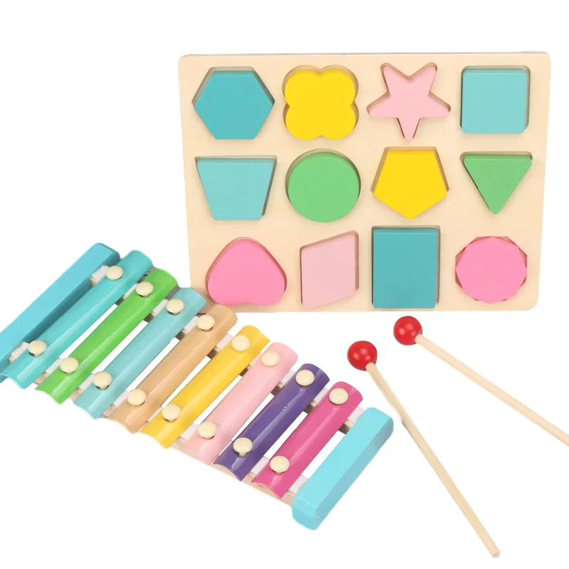 Otroška Lesena Montessori Igrača Začetku Izobraževalne Igrače, Sestavljanke Bloki Roko Primite Ploščo Geometrijske Oblike Seznanjanje