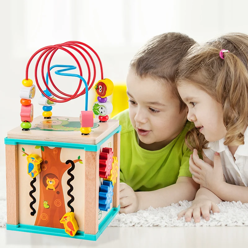 Otroška Lesena Montessori Igrače Okoli Noge Labirint Oblike Priznavanja Risanka Ura Učenja Izobraževalne Igrače Za Otroke, Igrače Matematika