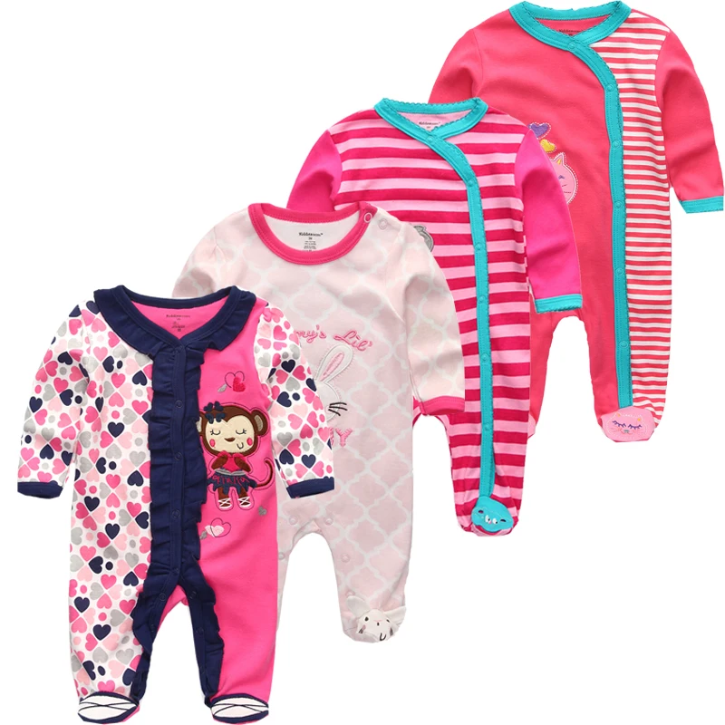 Otroška Oblačila 2020 Unisex Otroci Dolg Rokav 3/4pcs igralne obleke Novorojenčka Oblačila Živali Jumpsuit Jeseni Fant Pižami