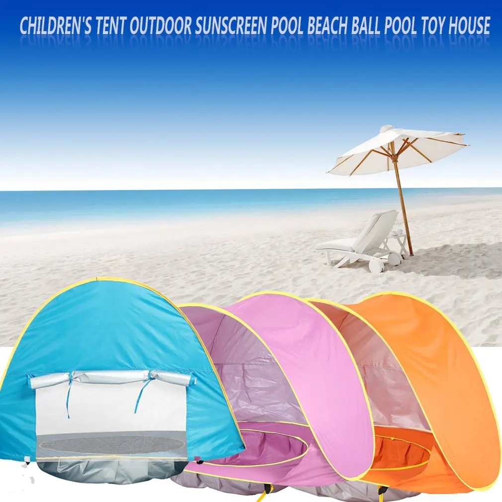 Otroška Plaža Šotor UV-zaščito Sunshelter z Bazenom Otroci Majhni Hiši Nepremočljiva Pop Up Nadstrešek Šotor Prenosni Otroci Kampiranje Šotor