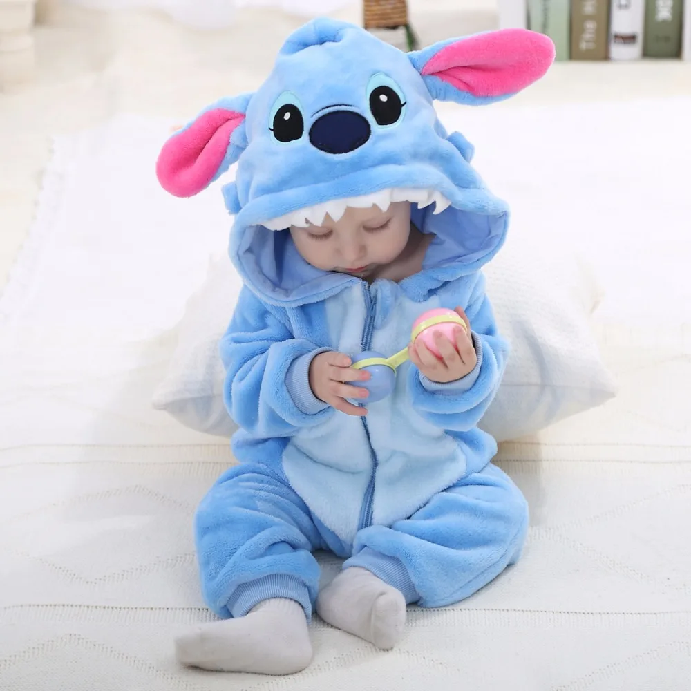 Otroška Risanka Romper Novorojenčka Hooded Inflant Obleka Fant Dekle Pižamo Živali Onesie Jumpsuit Panda Kostum Flanela Otroške Igralne Obleke