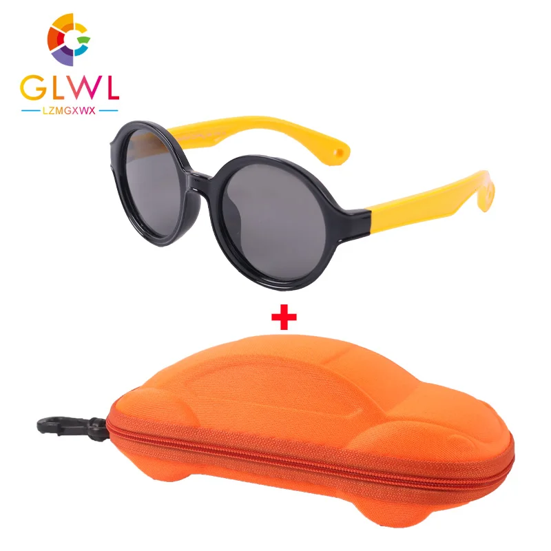 Otroška Sončna Očala Primeru Okrogla Sončna Očala Otrok Polarizirana Leče Mehke Okvirji Eyeglass Z Belo Polje Očala Fantje Dekleta 2021