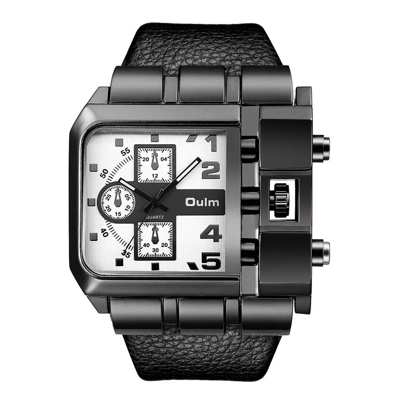 Oulm3364 priložnostne watch kvadratnih izbiranje širok pas luksuzne blagovne znamke quartz uro moški velikosti moški gledajo