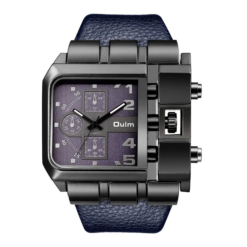 Oulm3364 priložnostne watch kvadratnih izbiranje širok pas luksuzne blagovne znamke quartz uro moški velikosti moški gledajo