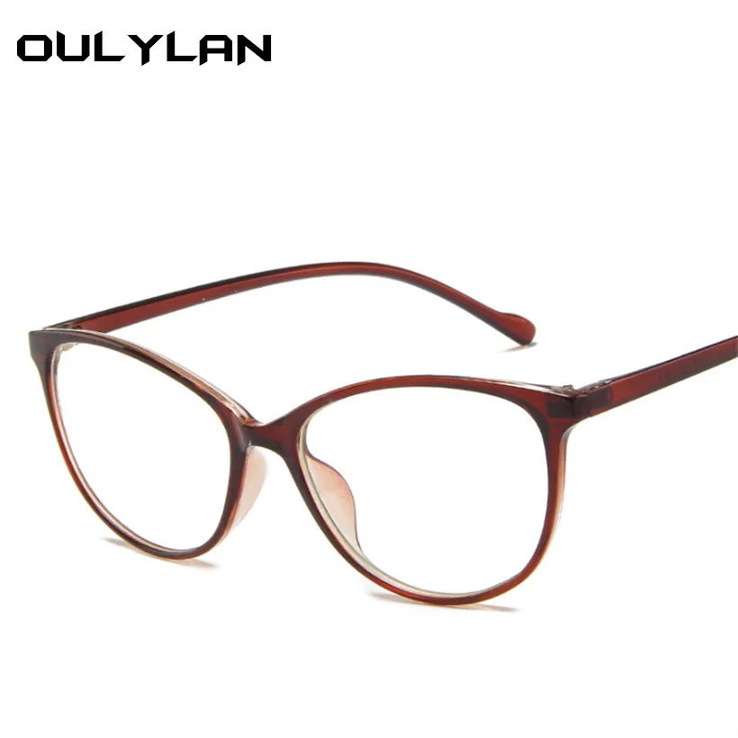 Oulylan Moda za Ženske Mačka Oči Očala Okvir Moških Optični Glasse Okvir Letnik Računalniške Očala, Prozorni kozarci