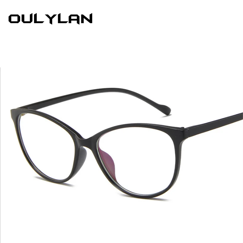 Oulylan Moda za Ženske Mačka Oči Očala Okvir Moških Optični Glasse Okvir Letnik Računalniške Očala, Prozorni kozarci