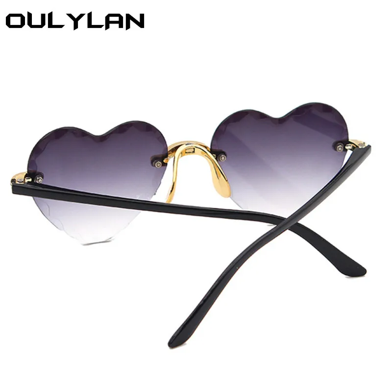 Oulylan Ženske Rimless Modna sončna Očala v obliki Srca sončna Očala za Wome Letnik Srčkan 90. letih Gradient Odtenki Očala UV400