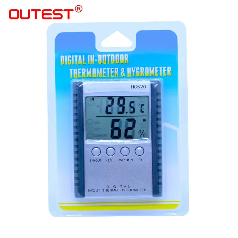 OUTEST HC520 Digitalni Notranji/Zunanji Termometer, Higrometer Temperatura Vlažnost Meter LCD Vremenska Postaja S Senzorjem