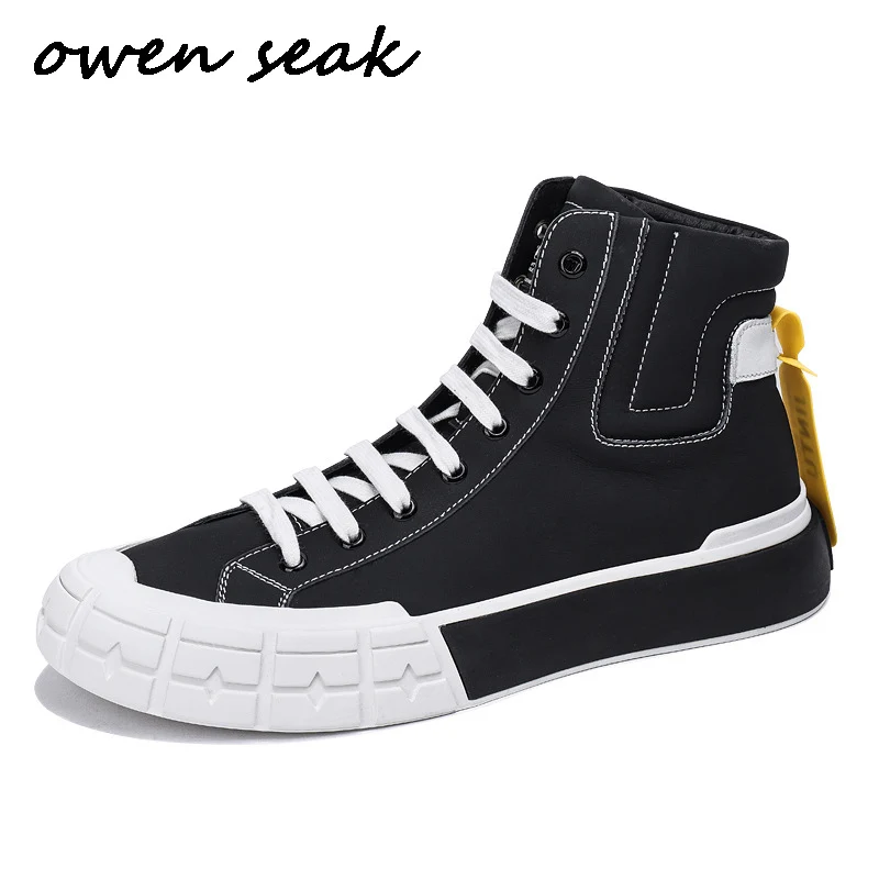 Owen Seak Moških Priložnostne Čevlji Luksuzni Športni Copati Krava Usnjeni Čevlji Zimski Stanovanj Moških Čipke Superge Črno Beli Čevlji
