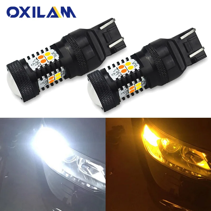 OXILAM Dvojno Barvo T20 w21 5w DRL 7440 Switchback wy21w 7443 LED Žarnice 3030 SMD Obrnite Signalna luč Zunanja Luč za Avto Auto