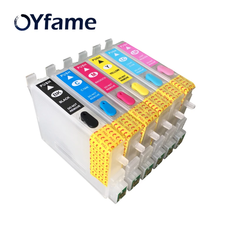 OYfame T0481-T0486 Vžigalnike kartuša Z ARC čipom za Epson Stylus Photo R200 R300 R300M R320 R340 RX500 RX600 RX620