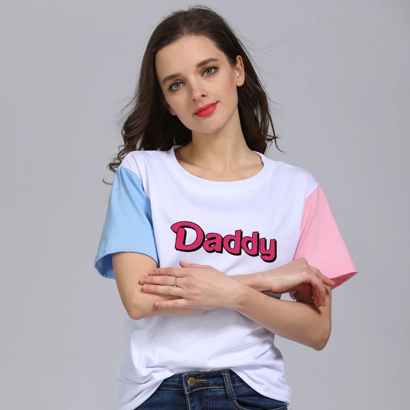 Očka Srajco, Deklica DDLG Jenner majica Neon Roza Besedilo, Da Očka Tee Shirt Bombaž Tumblr Obleko Teen Tshirt