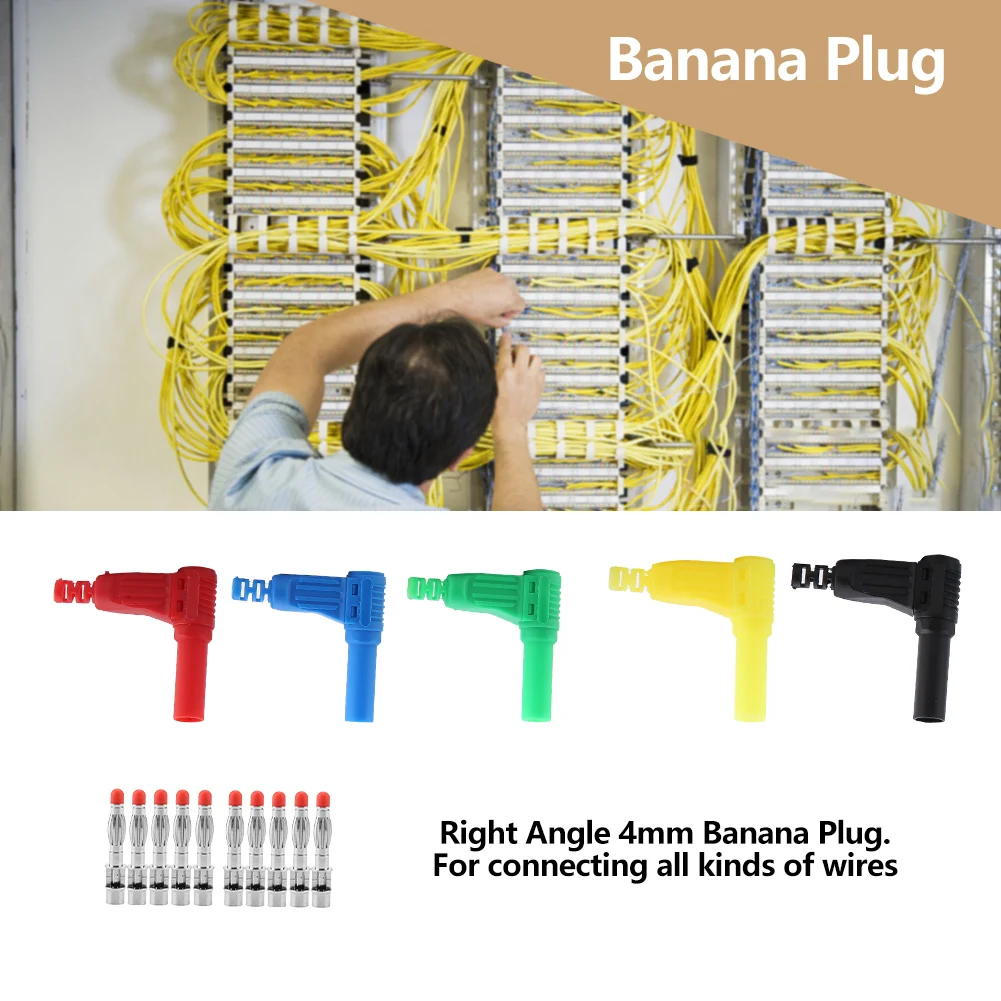 P3014 10pcs 4 mm Varnostno Zavito Banana Vtič za 90 Stopinj v Desno Kota Plug samo-montažo DIY Priključki