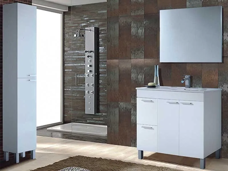 Paket pohištvo za kopalnico, wc (nečimrnosti enota + ujemanje ogledalo + keramični umivalniki + stolpec) barva: bela blillo.